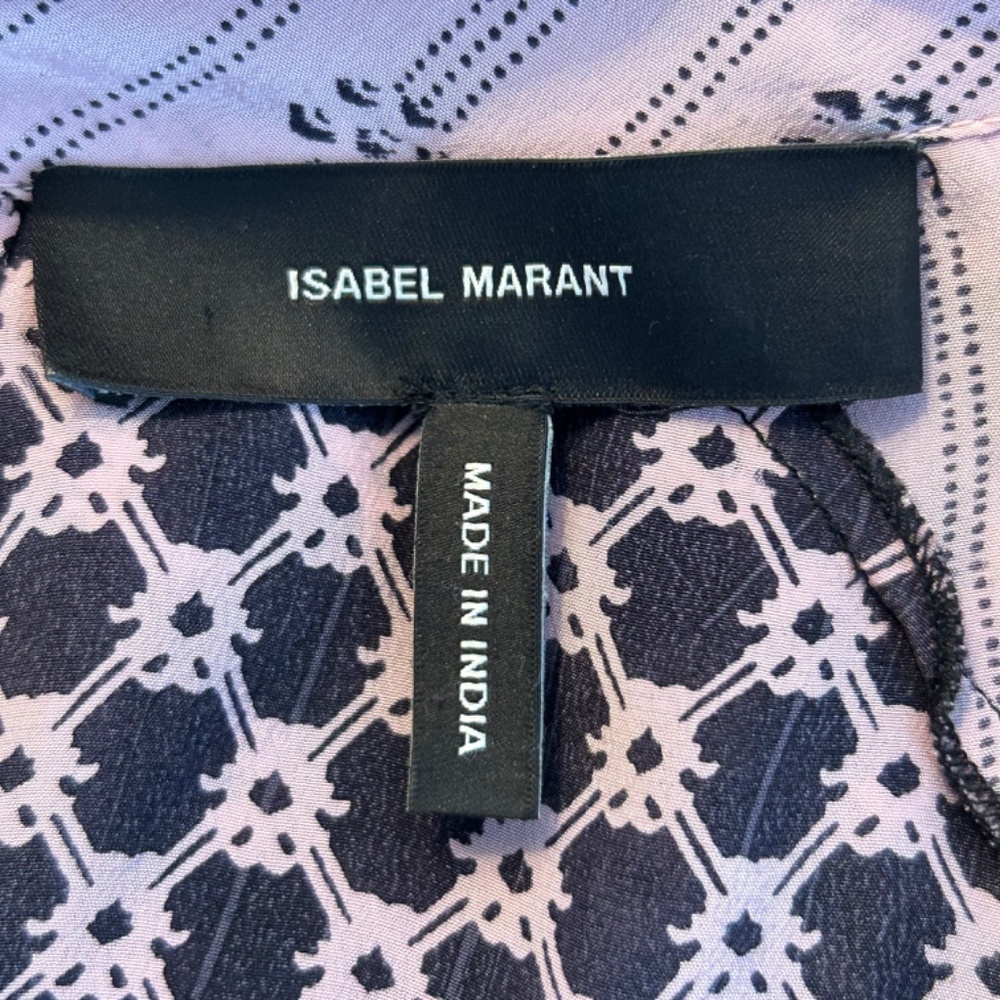 Isabel Marant Silk Tie Front Mini Dress Pink and Blue Pattern Size 38 Medium - Picture 4 of 8